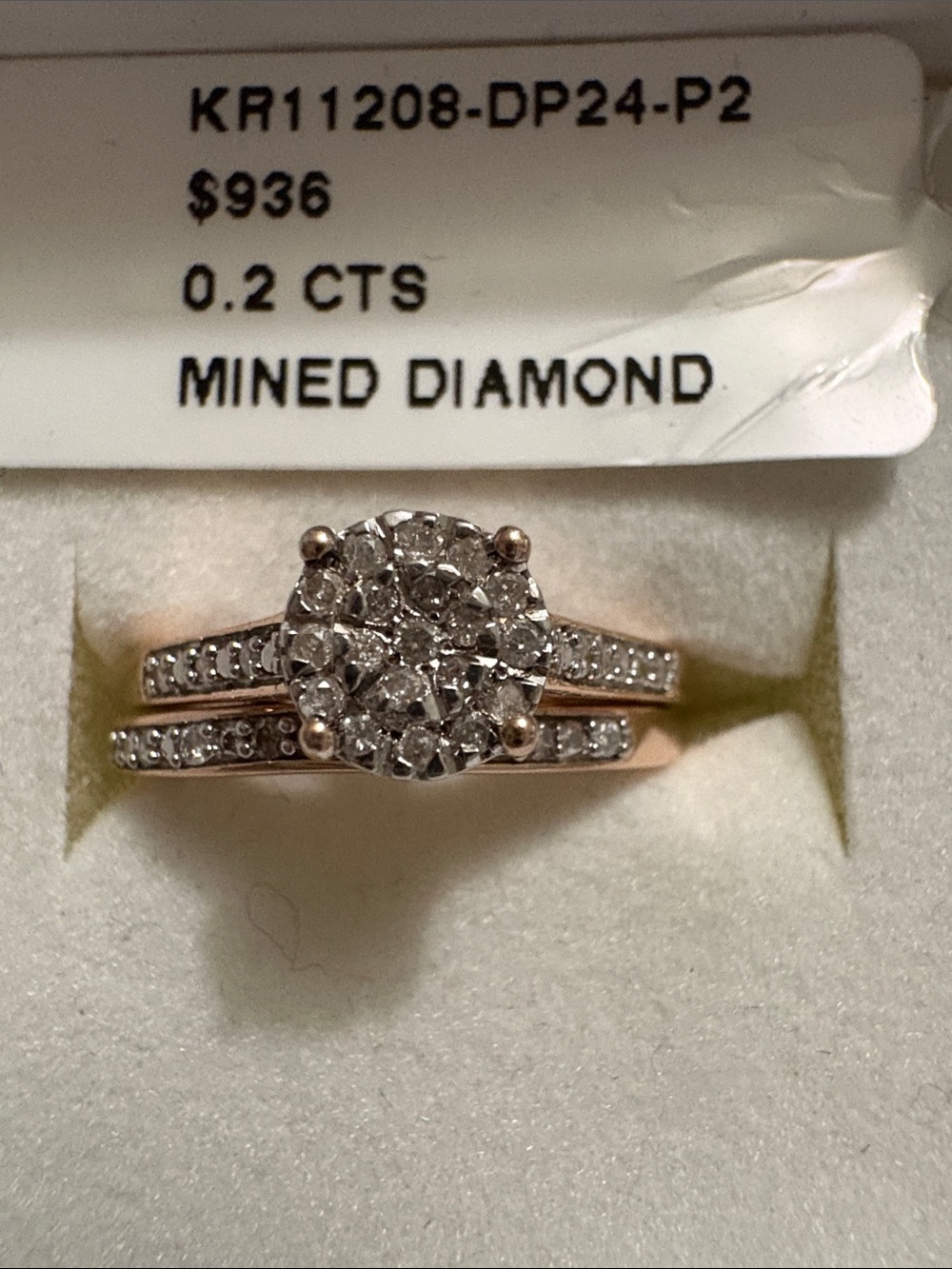 Mined Diamond Rose Gold-Tone Halo Bridal Ring Set